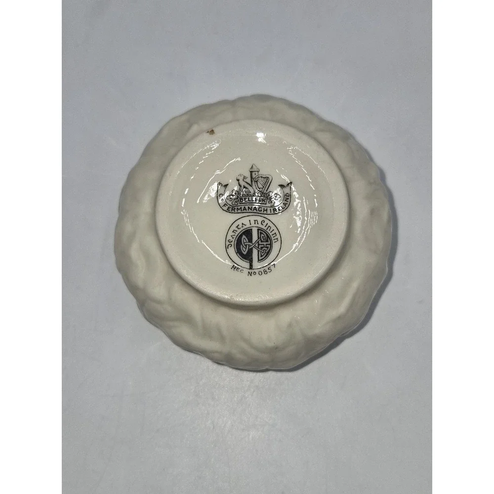Belleek Ireland Third Period Grapevine Open Sugar Bowl Ivory Porcelain 1926–1946